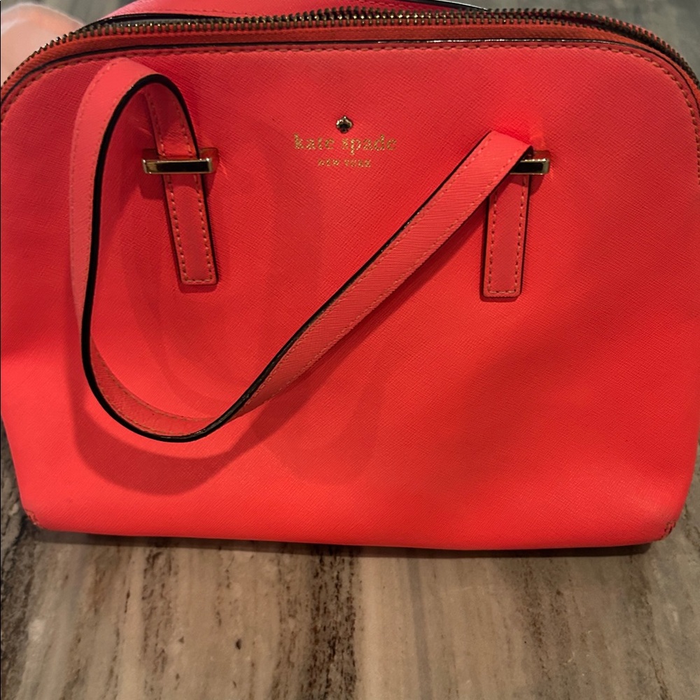 Kate Spade Coral Satchel with Tassels EUC purse shoulder bag long strap hot pink - Picture 2 of 6